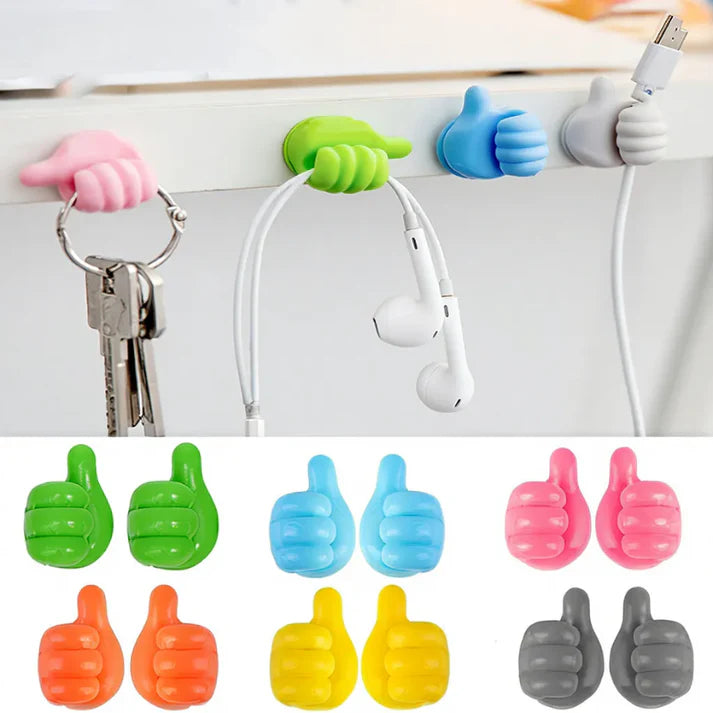 6 Pcs Multiuse Thumb Clip Hooks – Strong Self-Adhesive Wall Organizer & Hanger Set for Home, Kitchen & Office (Random Color)